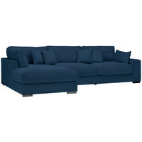 ECKSOFA in Cord Dunkelblau  - Schwarz/Dunkelblau, Design, Kunststoff/Textil (205/340cm) - Lomoco