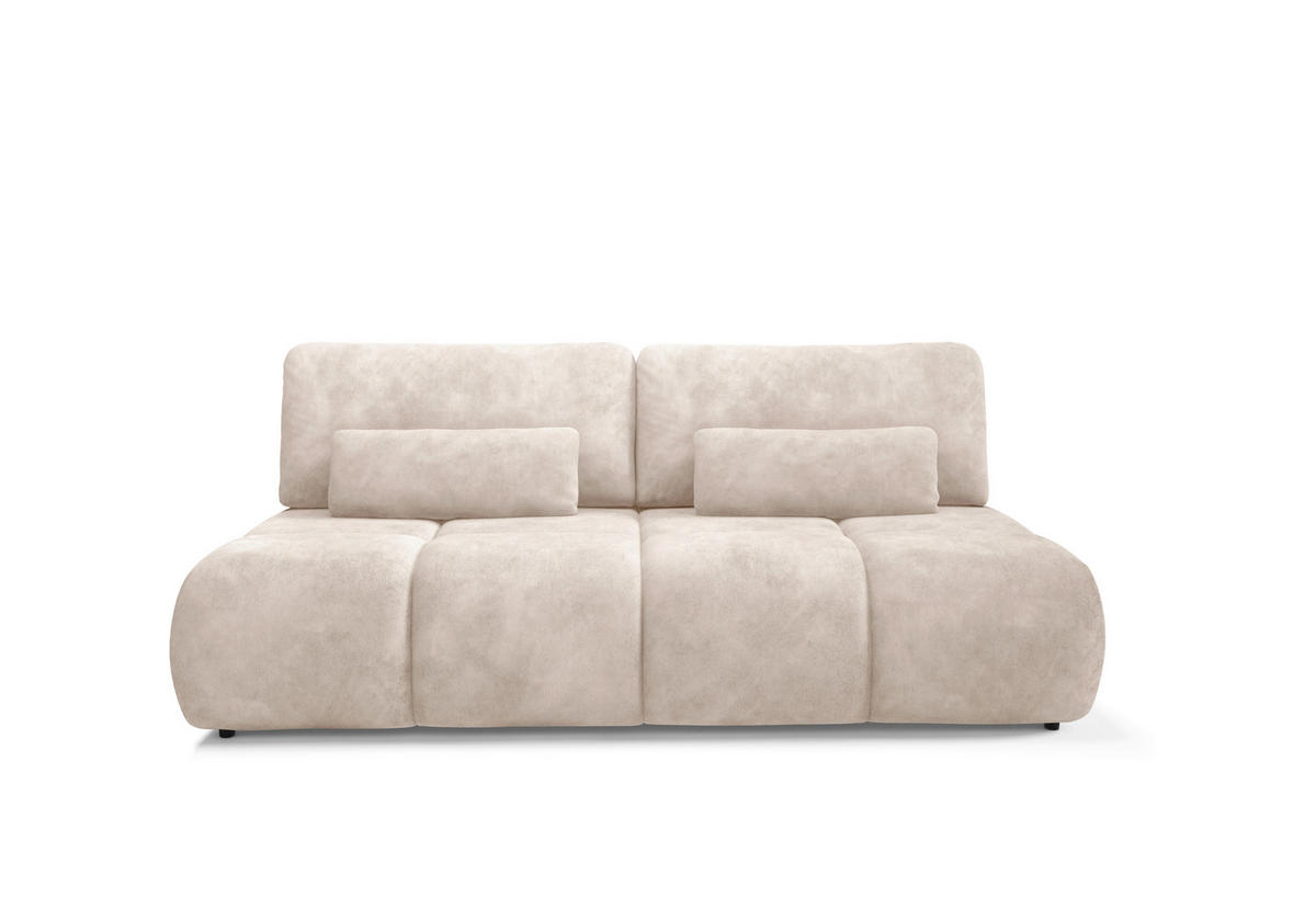 SCHLAFSOFA MARON in Samt Beige  - Beige/Schwarz, Design, Kunststoff/Textil (219/94/110cm) - Livetastic