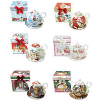 ČAJOVÁ SOUPRAVA PRO JEDNOHO 490 ml - vícebarevná, Trend, keramika (17/14cm) - X-Mas