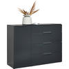 TÁLALÓSZEKRÉNY 135/101/42 cm  - alumíniumszínű/antracit, Design, műanyag/faalapú anyag (135/101/42cm) - Voleo
