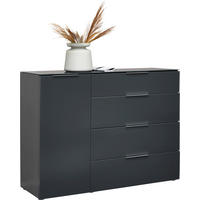 SIDEBOARD  in 135/101/42 cm  - Anthrazit/Alufarben, Design, Glas/Holzwerkstoff (135/101/42cm) - Voleo