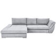 ECKSOFA Silberfarben Flachgewebe Rückenkissen, Bettkasten, Schlaffunktion, Rücken echt, Liegefläche im Originalstoff  - Silberfarben, Design, Textil/Metall (174/306cm) - Carryhome