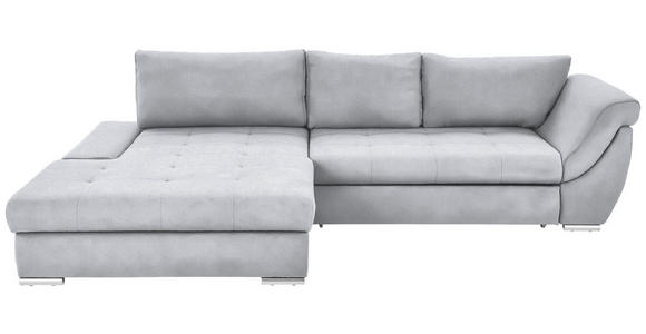 ECKSOFA Silberfarben Flachgewebe Rückenkissen, Bettkasten, Schlaffunktion, Rücken echt, Liegefläche im Originalstoff  - Silberfarben, Design, Textil/Metall (174/306cm) - Carryhome