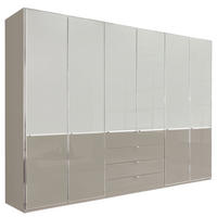 KLEIDERSCHRANK in Grau, Weiss  - Chromfarben/Weiss, Design, Glas/Holzwerkstoff (300/216/58cm) - Novel