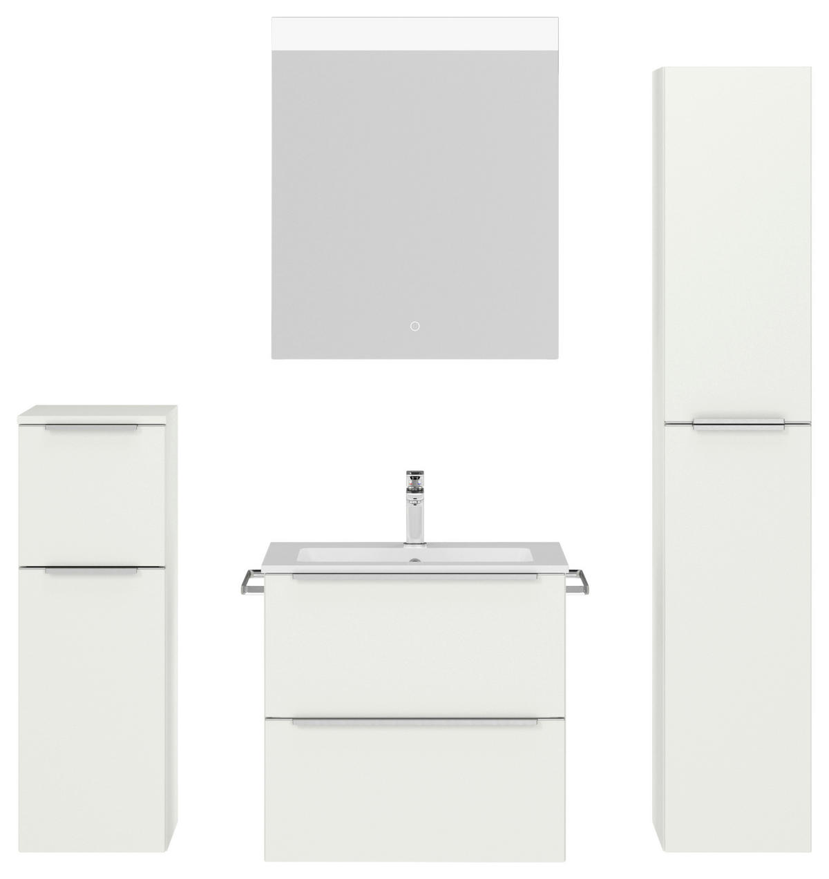 BADEZIMMER 5-teilig  in 121 cm  - Edelstahlfarben/Weiß, MODERN, Holzwerkstoff/Stein (121cm) - Nobilia