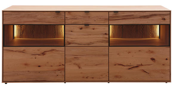 SIDEBOARD 185/81/49 cm - Anthrazit/Buchefarben, Natur, Glas/Holz (185/81/49cm) - Valnatura