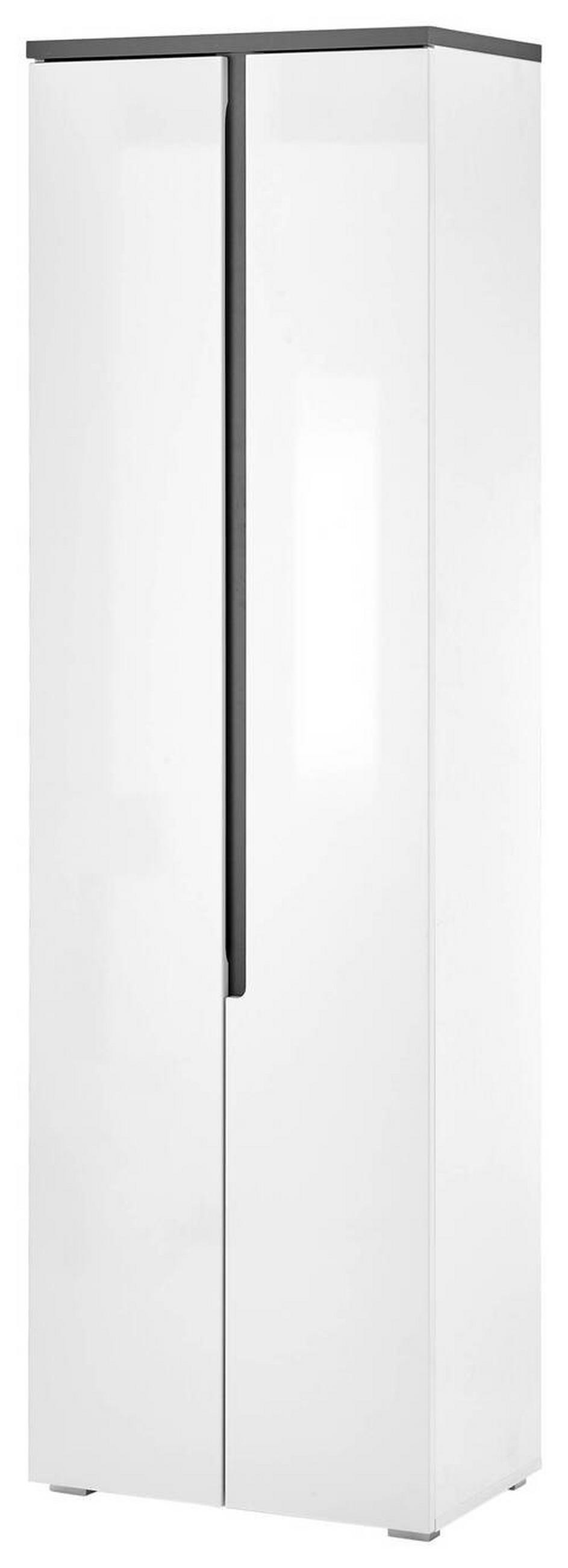 GARDEROBENSCHRANK  in 60/197/38 cm  - Weiß Hochglanz/Anthrazit, Design, Holzwerkstoff/Kunststoff (60/197/38cm) - MID.YOU