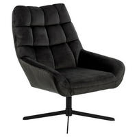 SESSEL in Velours Grau  - Schwarz/Grau, Konventionell, Textil/Metall (73/88/82cm) - Livetastic