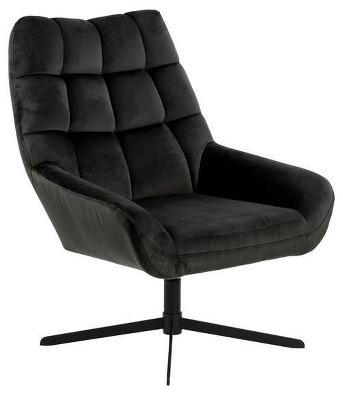 SESSEL in Velours Grau  - Schwarz/Grau, Konventionell, Textil/Metall (73/88/82cm) - Livetastic