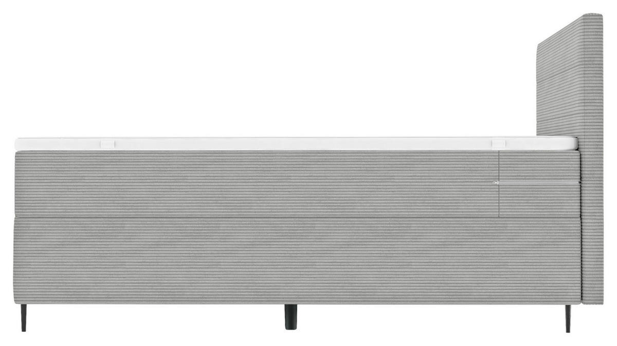 BOXSPRINGBETT 180/200 cm  in Hellgrau  - Hellgrau/Schwarz, KONVENTIONELL, Textil/Metall (180/200cm) - Boxxx