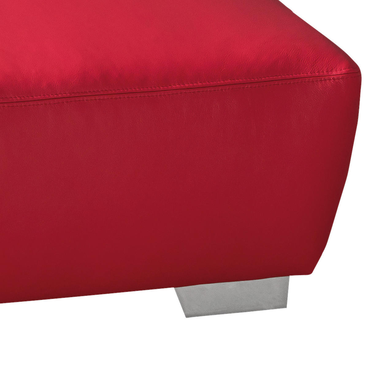 SCHLAFSOFA Rot Echtleder  - Chromfarben/Rot, KONVENTIONELL, Leder/Metall (195/85/90cm) - Livetastic