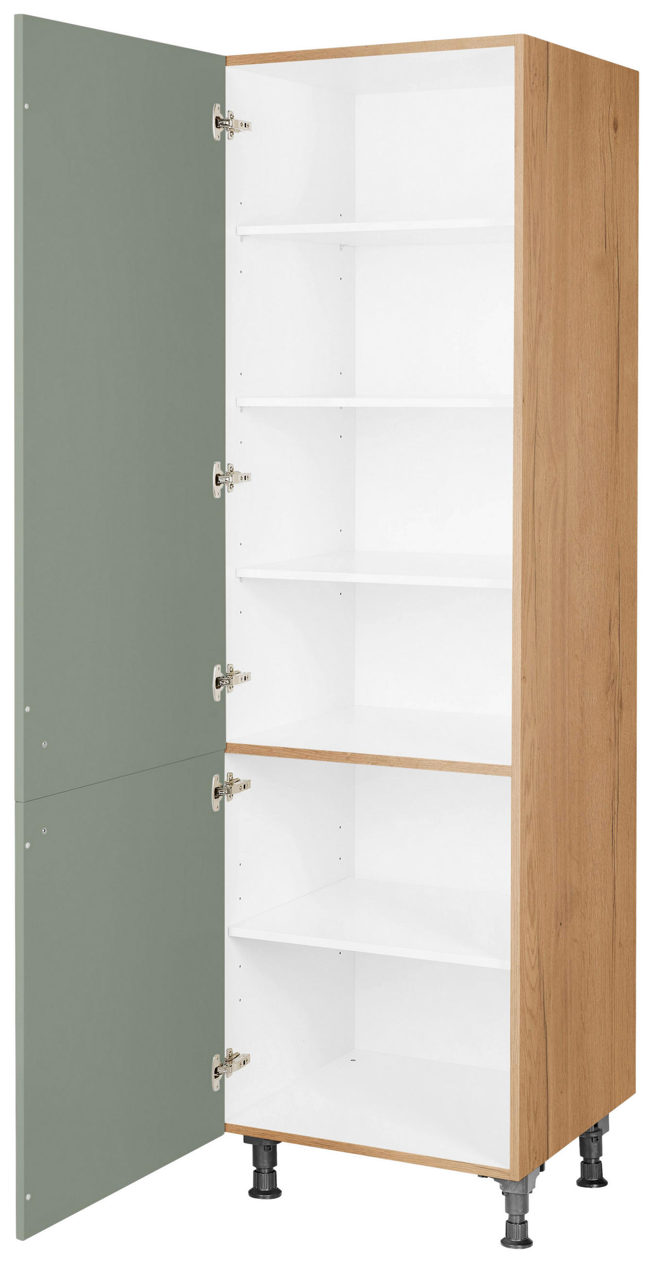 GESCHIRRSCHRANK 60/216,6/58 cm  in Grün  - Eichefarben/Schwarz, MODERN, Holzwerkstoff/Metall (60/216,6/58cm) - Nobilia
