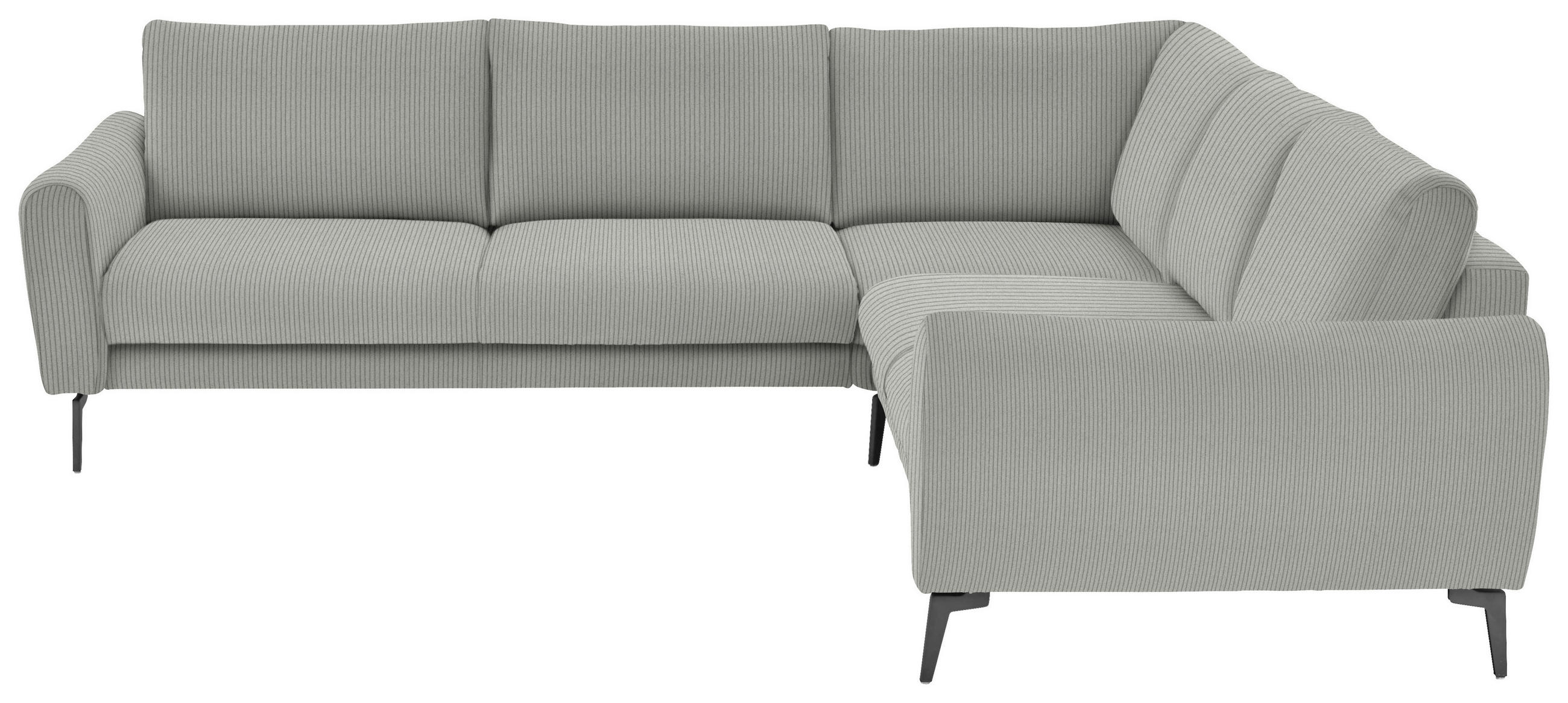 ECKSOFA in Velours, Feincord Silberfarben  - Silberfarben/Schwarz, Design, Textil/Metall (280/254cm) - Beldomo Style