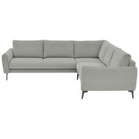 ECKSOFA in Velours, Feincord Silberfarben  - Silberfarben/Schwarz, Design, Textil/Metall (280/254cm) - Beldomo Style
