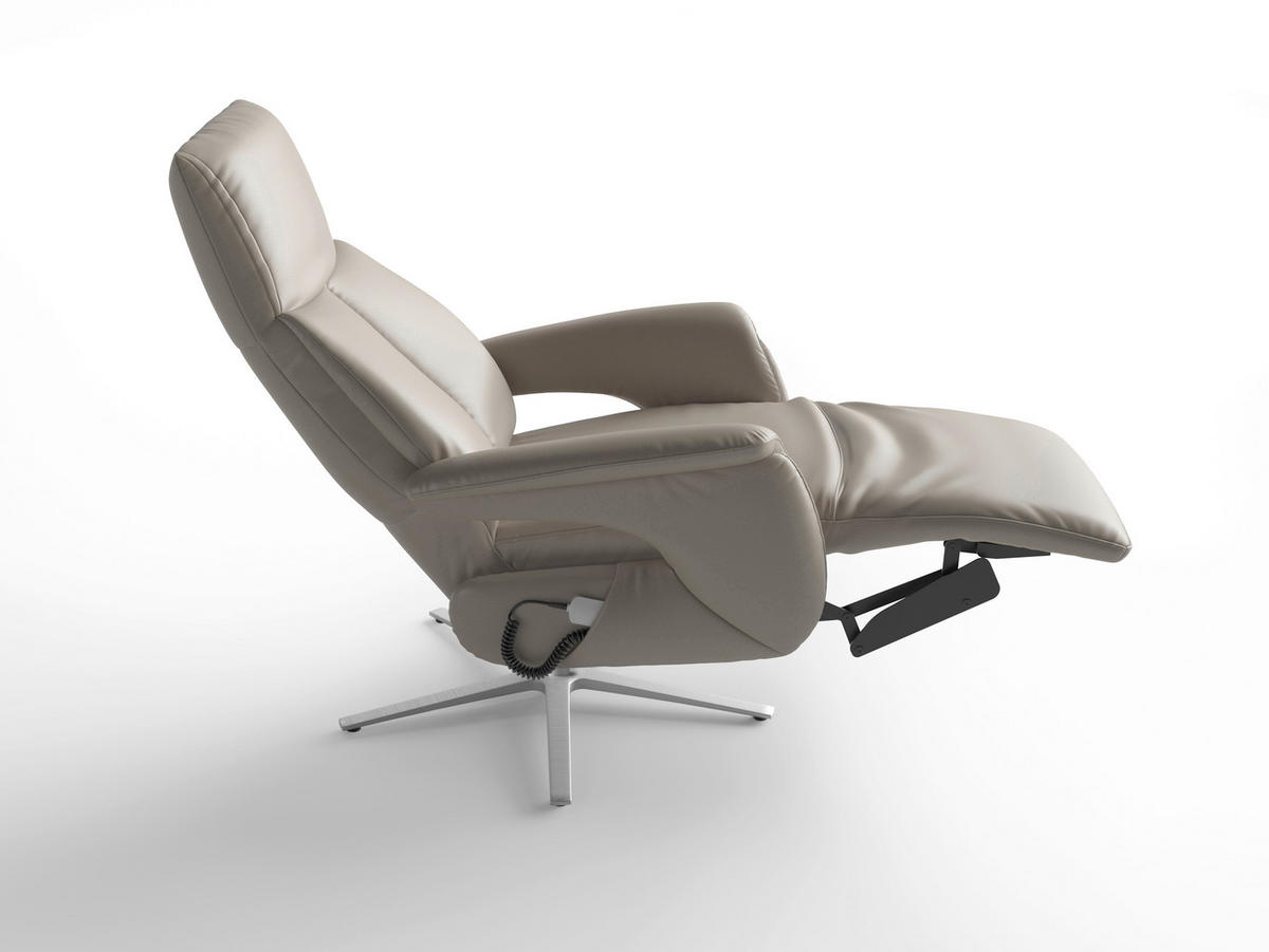 RELAXAČNÍ KŘESLO, kůže, šedá - šedá/barvy stříbra, Basics, kov/kůže (75/110/85cm) - Sit & More