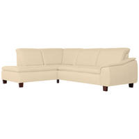 ECKSOFA in Flachgewebe Beige  - Beige/Nussbaumfarben, Design, Holz/Textil (247/82/187cm) - Max Winzer