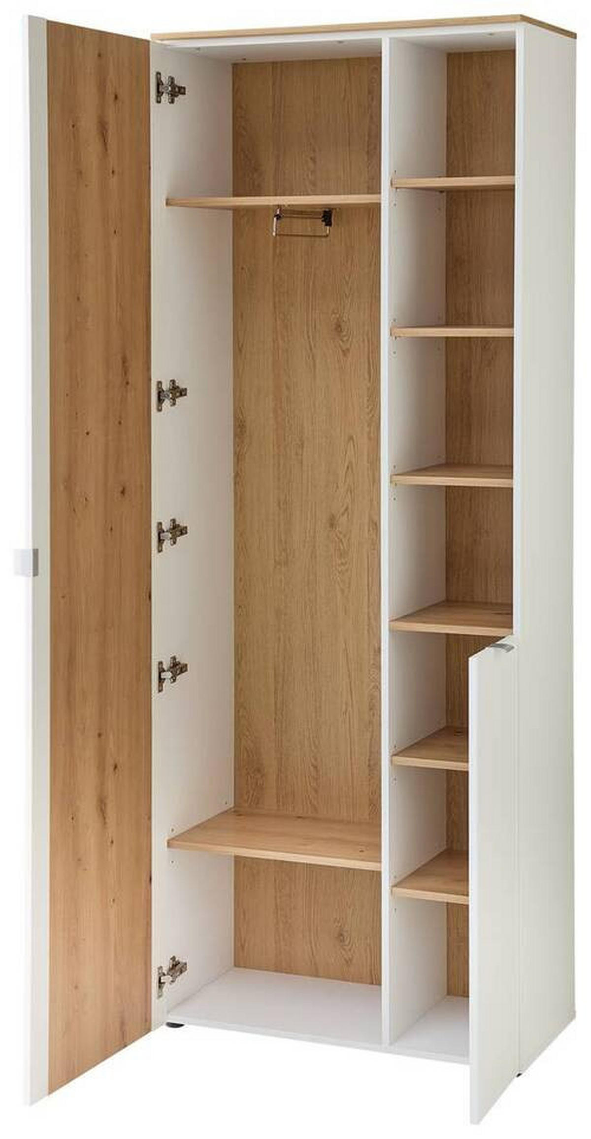 SKŘÍŇ NA ODĚV, bílá, dub artisan, 78/202/38 cm - bílá/barvy stříbra, Design, kov/kompozitní dřevo (78/202/38cm) - Xora