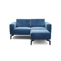 Zweisitzer inkl. Hocker Samt Naturfarben  - Schwarz/Naturfarben, Design, Textil/Metall (180/86/86-94cm) - SENSOO