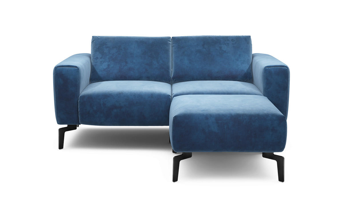 Zweisitzer inkl. Hocker Samt Naturfarben  - Schwarz/Naturfarben, Design, Textil/Metall (180/86/86-94cm) - SENSOO