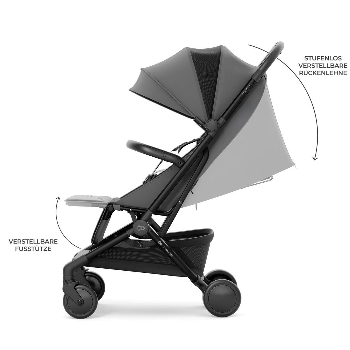 BUGGY Pilot 2  - Schwarz Hochglanz/Hellgrau, Basics, Kunststoff/Textil (101/42/67cm) - Kinderkraft