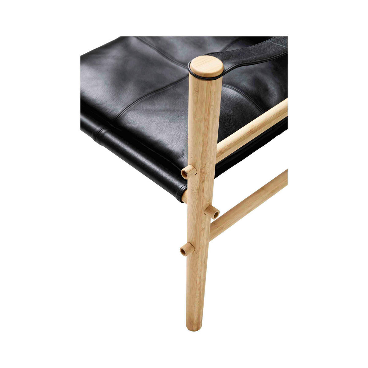 SESSEL 59/79/61 cm  in Echtleder Schwarz  - Schwarz/Naturfarben, ROMANTIK / LANDHAUS, Leder/Holz (59/79/61cm) - MID.YOU