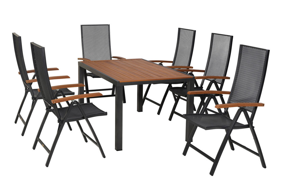 GARTENTISCHGRUPPE  - Graphitfarben/Naturfarben, KONVENTIONELL, Metall - Gardenson