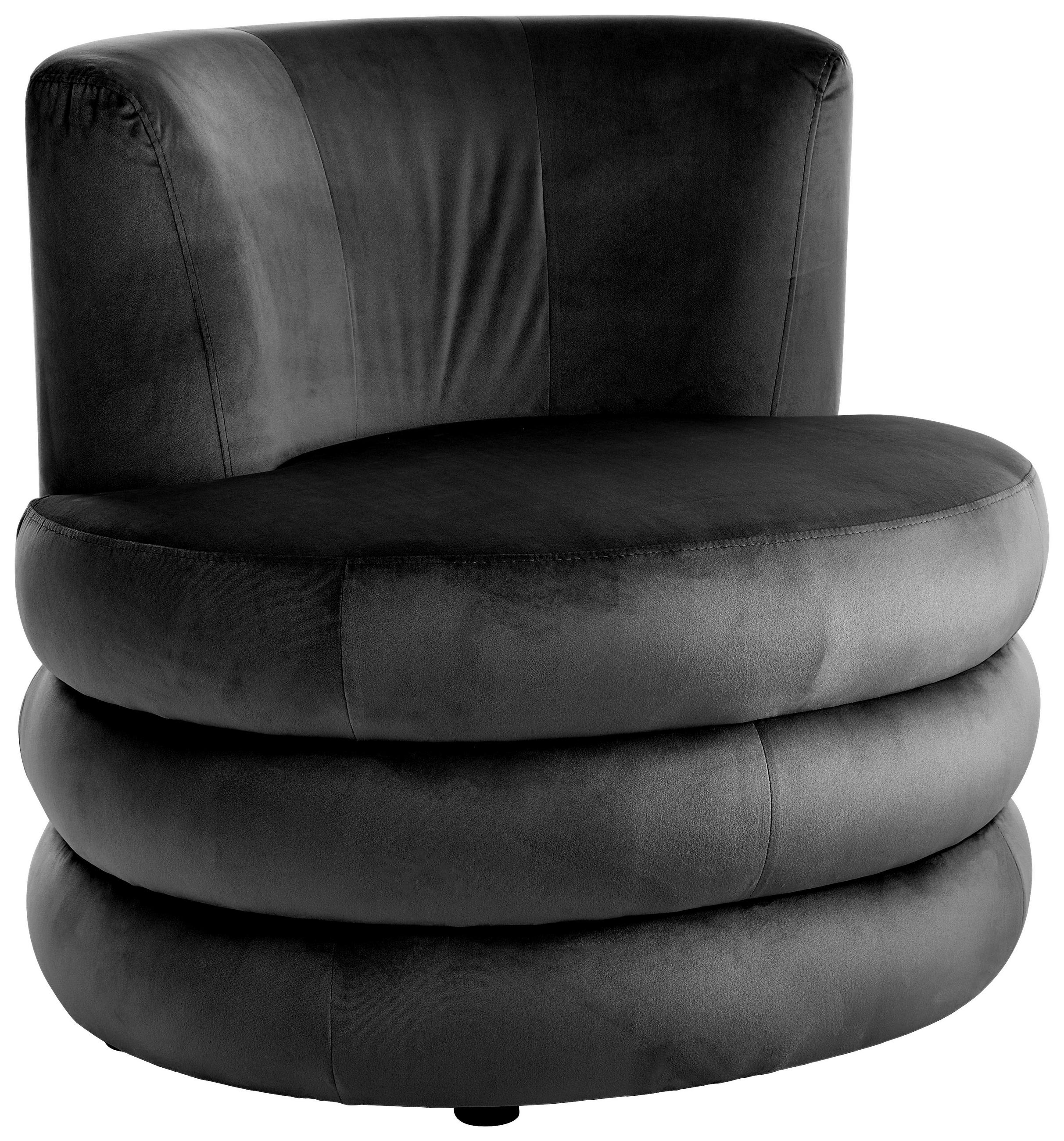 DESIGNSESSEL Flachgewebe Schwarz    - Edelstahlfarben/Schwarz, Trend, Textil/Metall (90/82/85cm) - Livetastic
