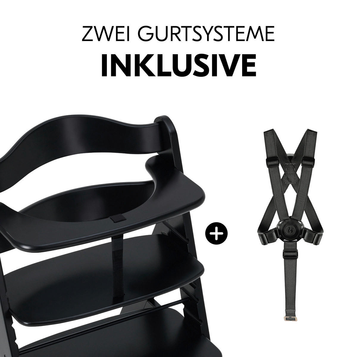 HOCHSTUHL ALPHA + Schwarz  - Schwarz, Basics, Holz (56/77/48cm) - Hauck