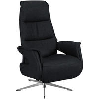 RELAXSESSEL in Leder Schwarz  - Chromfarben/Schwarz, Design, Leder/Metall (74/108/86cm) - Welnova