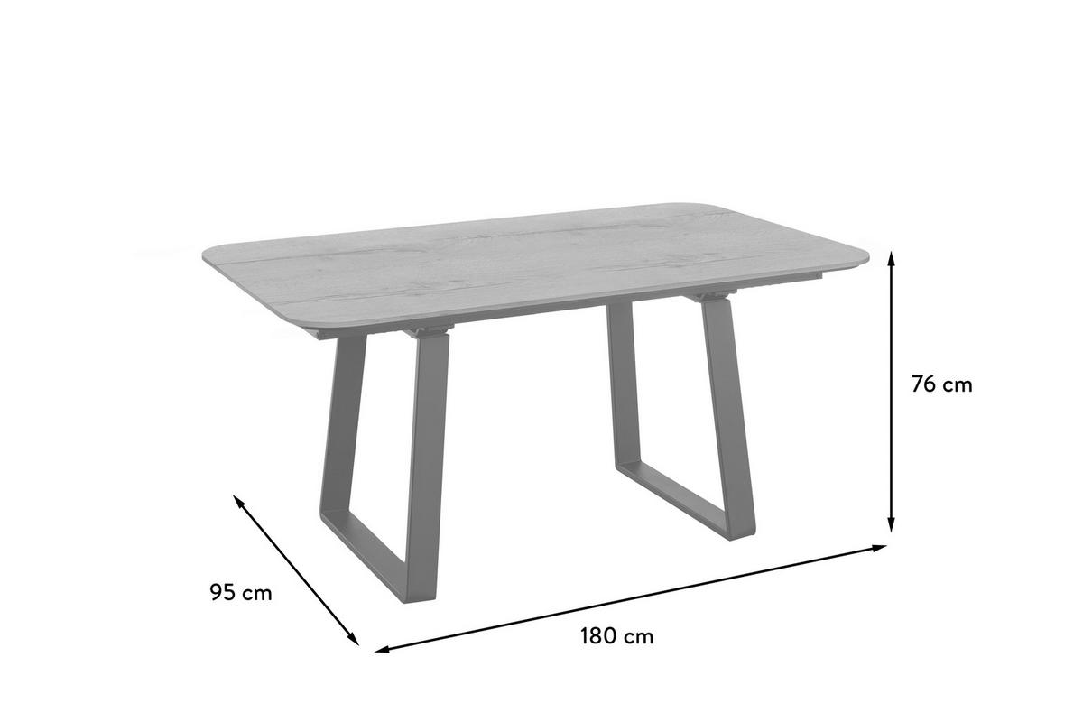 ESSTISCH in Metall, Holzwerkstoff 180/95/76 cm   - Eichefarben/Schwarz, Basics, Holzwerkstoff/Metall (180/95/76cm) - Celina Home