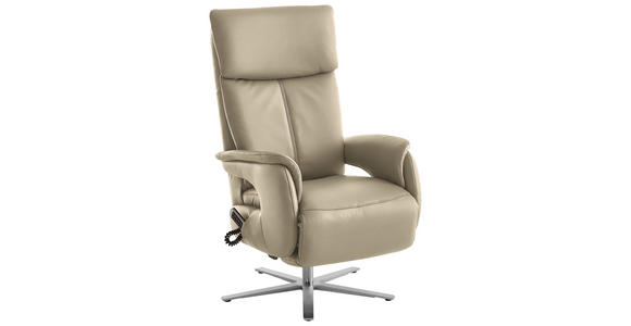 RELAXSESSEL in Leder Ecru - Ecru/Edelstahlfarben, Design, Leder/Metall (70/124/85cm) - Cantus
