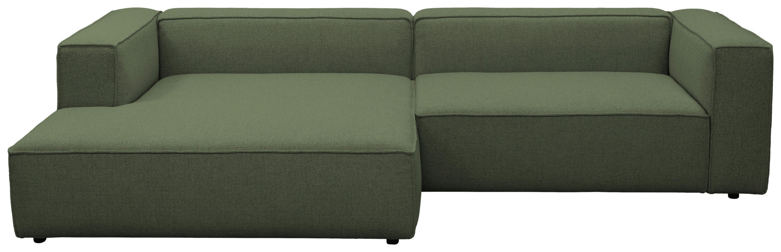 ECKSOFA Dunkelgrün Chenille Rücken echt  - Dunkelgrün/Schwarz, MODERN, Kunststoff/Textil (185/296cm) - Hom`in