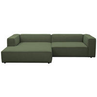 ECKSOFA Dunkelgrün Chenille Rücken echt  - Dunkelgrün/Schwarz, MODERN, Kunststoff/Textil (185/296cm) - Hom`in