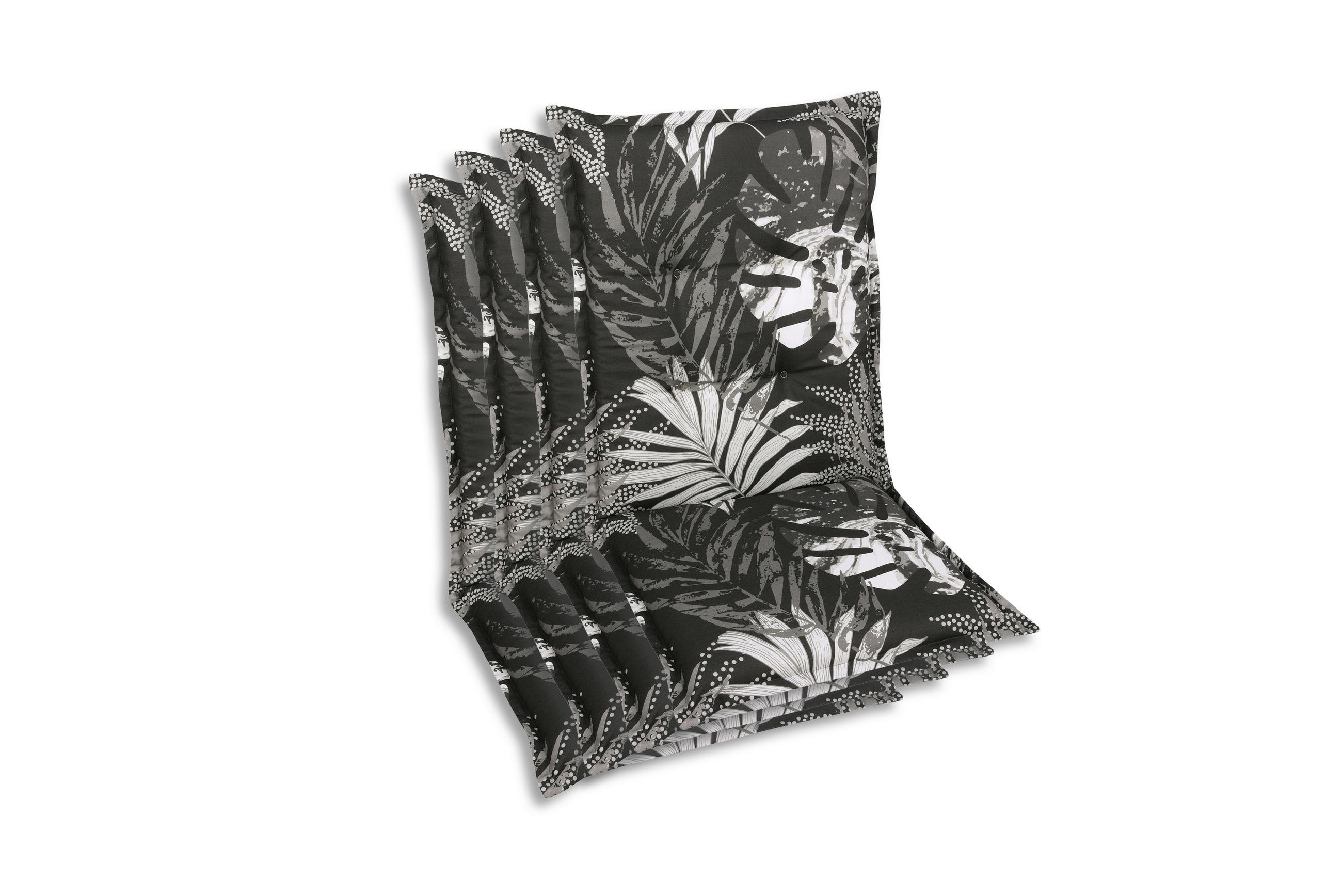 SESSELAUFLAGENSET in Grau, Schwarz, Weiß Blätter  - Schwarz/Weiß, Basics, Textil (50/7/110cm)
