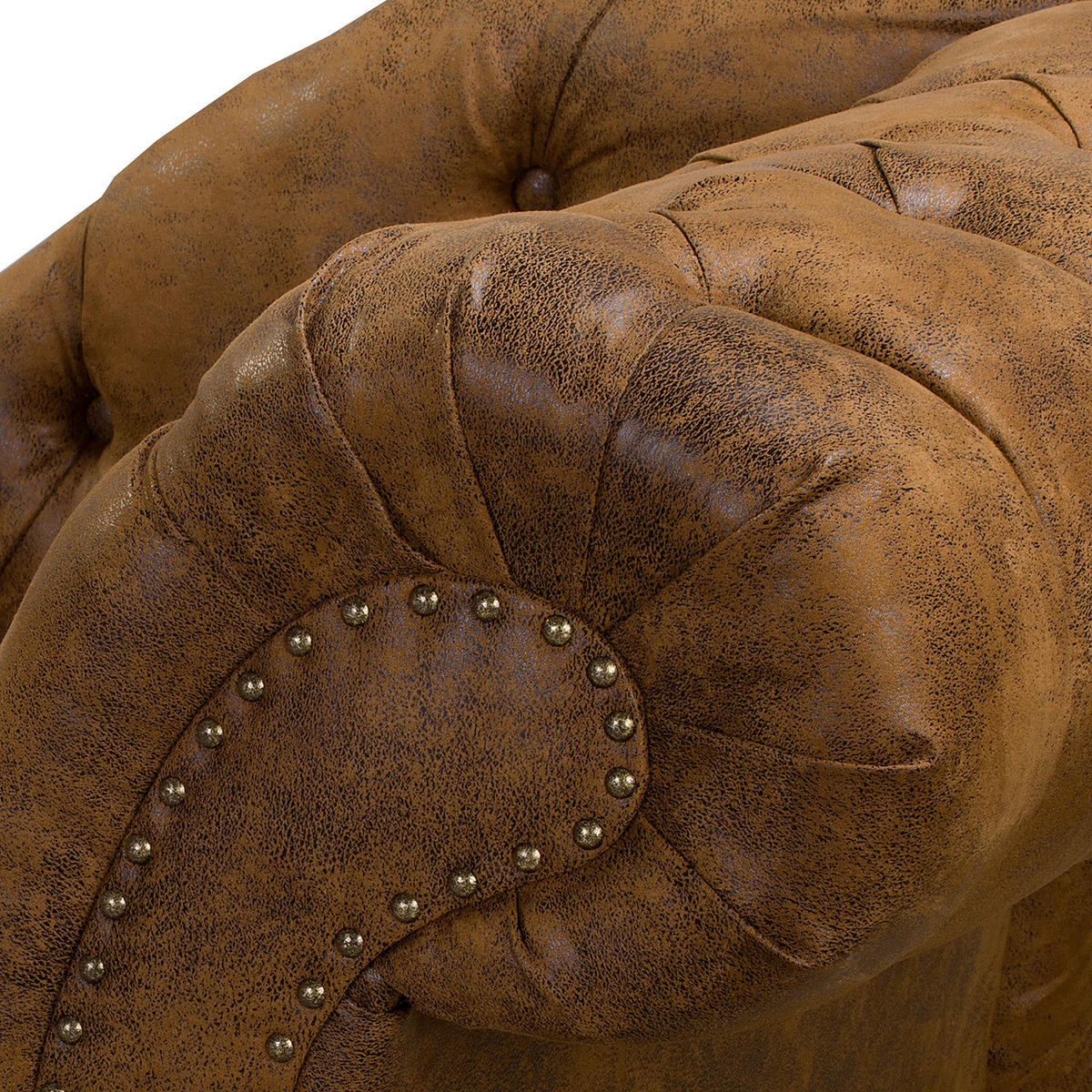 RÉCAMIERE Lederlook Cognac  - Cognac/Braun, Design, Holz/Textil (185/93/75cm) - Livetastic