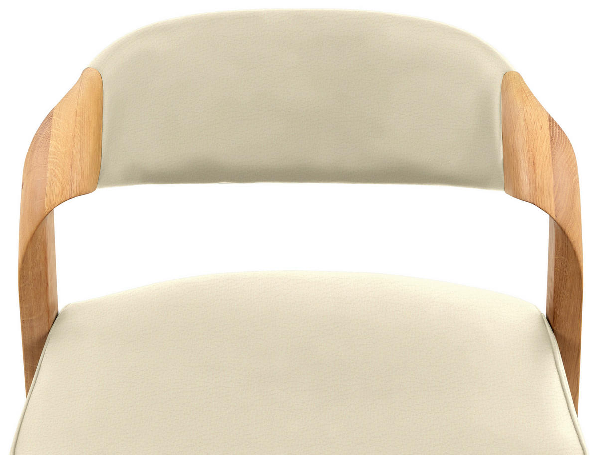 TRESENSTUHL in Creme, Wildeiche  - Wildeiche/Creme, Natur, Leder/Holz (51/93/49cm) - Voglauer