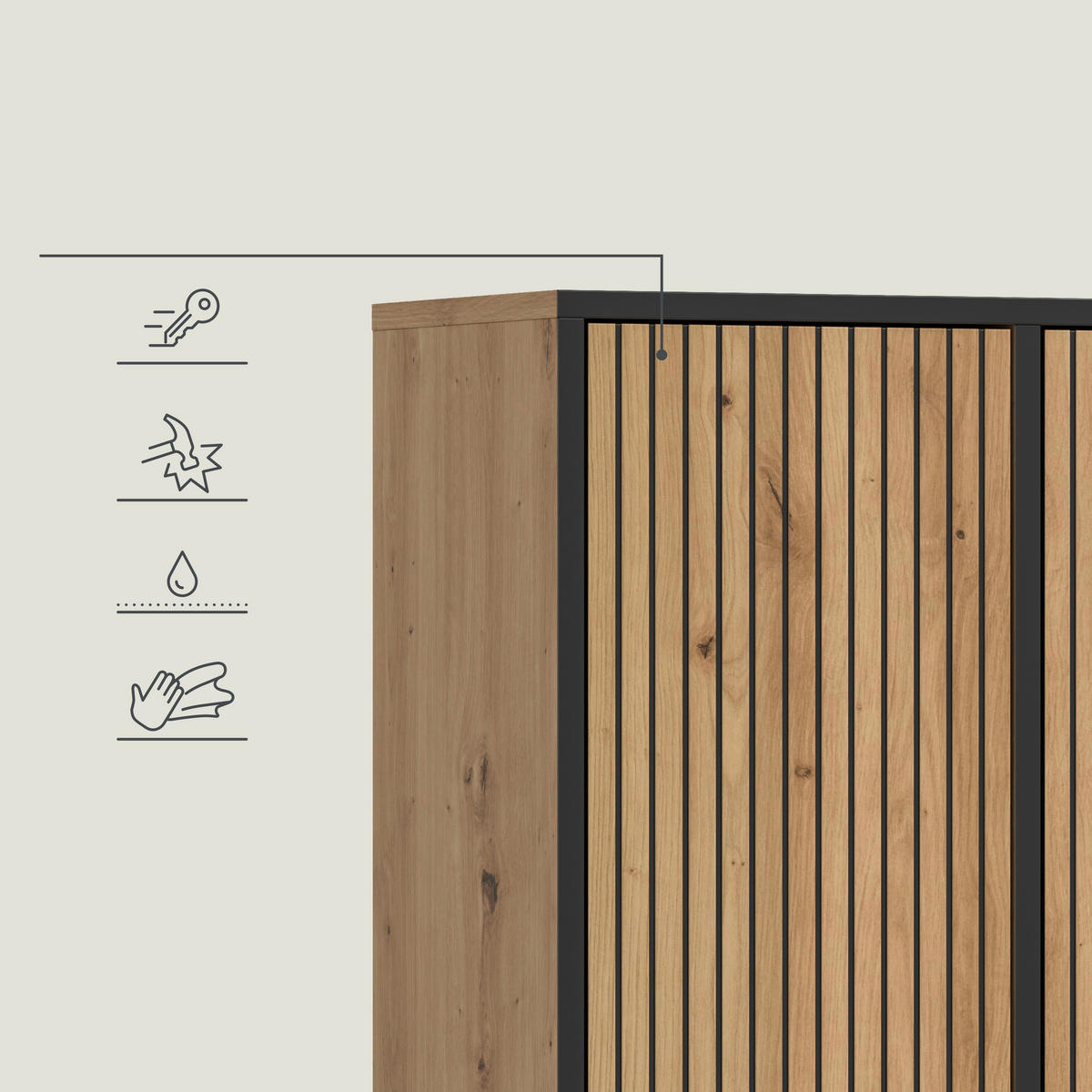 HÖGSKÅP  - ek Artisan/svart, Trend, metall/trämaterial (59/159/32cm) - MID.YOU