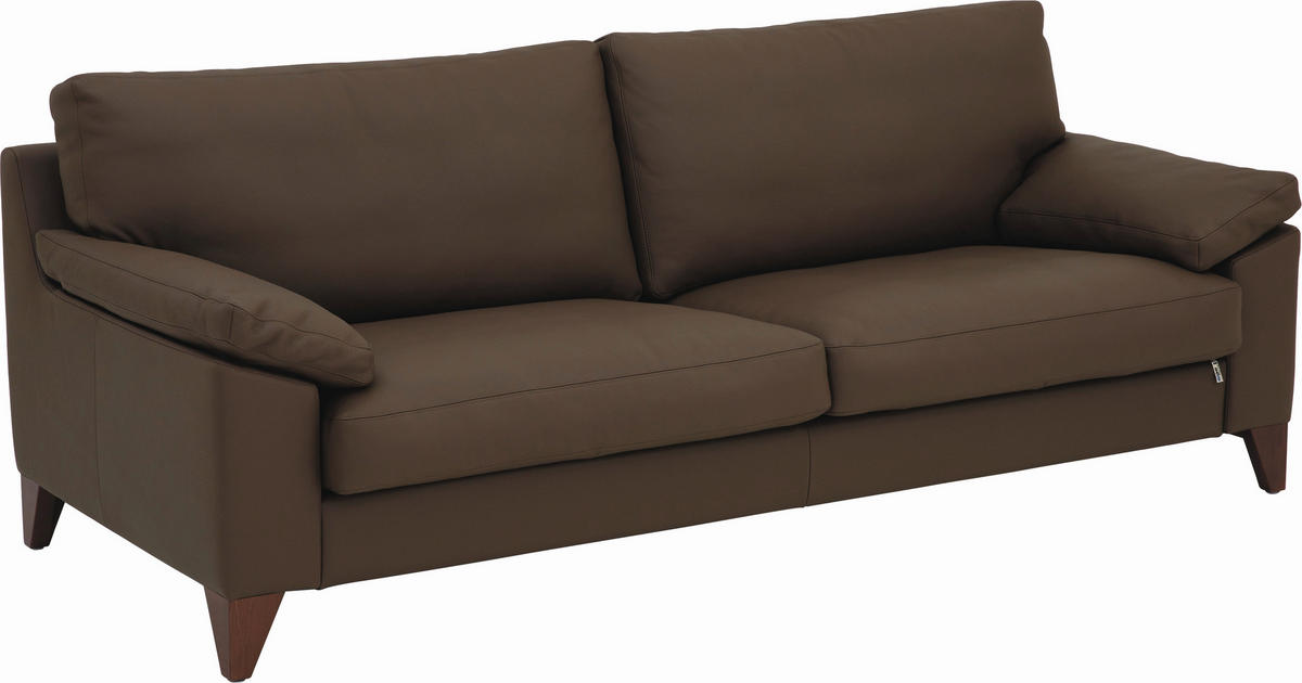 2-SITZER-SOFA  in Echtleder Dunkelbraun  - Dunkelbraun/Nussbaumfarben, Design, Leder/Holz (188/84/87cm) - Erpo