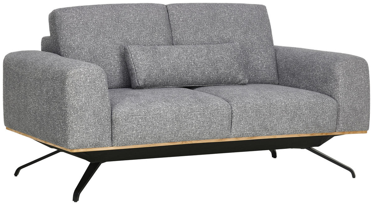 2-SITZER-SOFA in Struktur Grau  - Schwarz/Grau, Design, Holz/Textil (166/85-104/95cm) - Novel