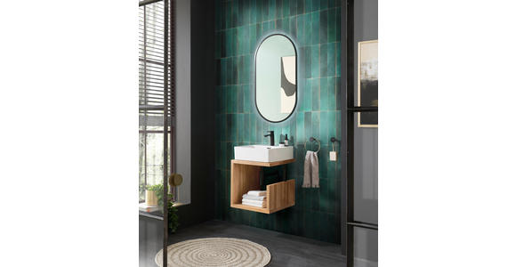 WASCHBECKENUNTERSCHRANK 45/45/47 cm  - Eichefarben/Schwarz, Natur, Holz/Metall (45/45/47cm) - Linea Natura