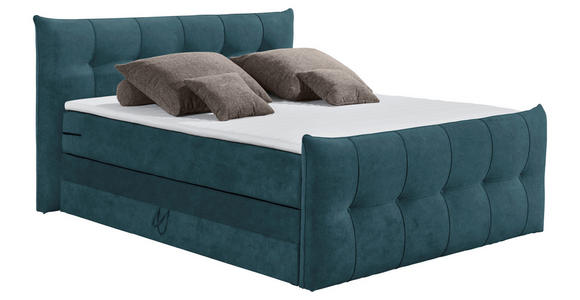 BOXSPRINGBETT 180/200 cm  in Dunkelblau  - Schwarz/Dunkelblau, KONVENTIONELL, Kunststoff/Textil (180/200cm) - Esposa