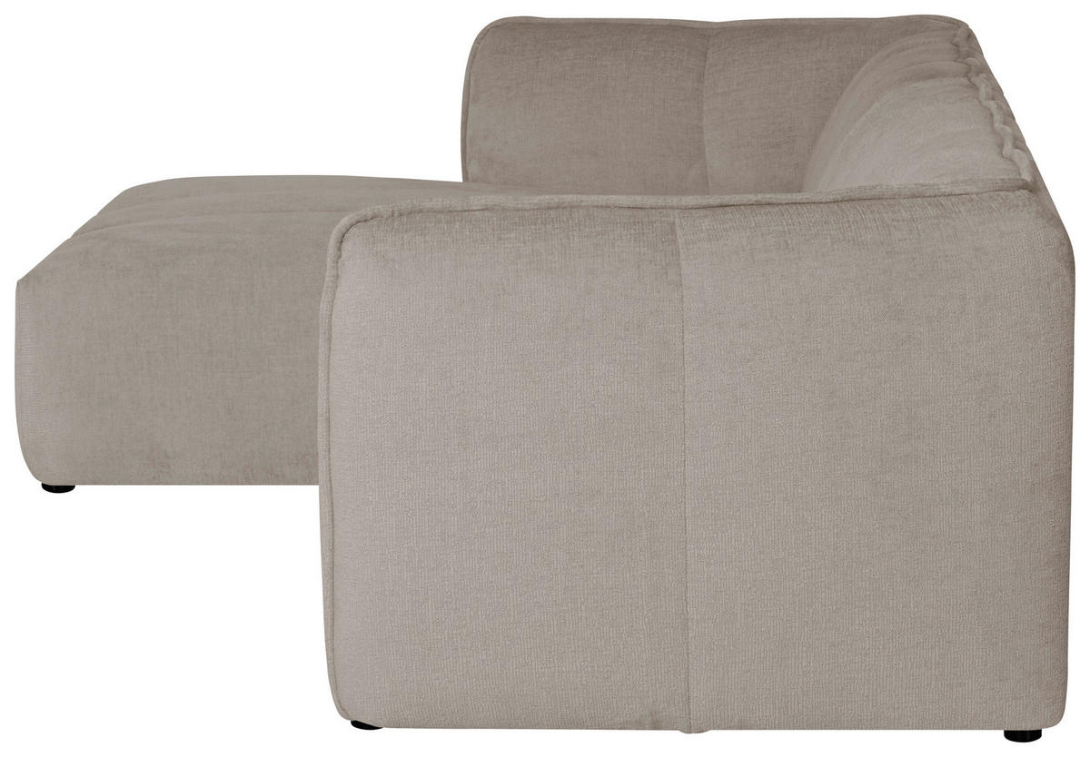 ECKSOFA LIVOLI in Chenille Creme  160/246 cm  - Creme/Schwarz, Design, Textil (160/246cm) - MID.YOU