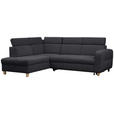ECKSOFA inkl. Funktionen Graphitfarben Samt  - Graphitfarben, Natur, Holz/Textil (206/261cm) - Venda