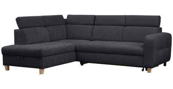 ECKSOFA inkl. Funktionen Graphitfarben Samt - Graphitfarben, Natur, Holz/Textil (206/261cm) - Venda