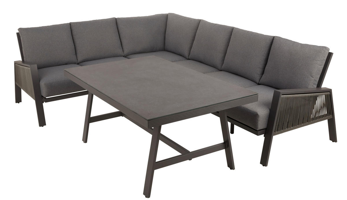 LOUNGEGARNITUR 219/279 cm Aluminium  - Anthrazit/Grau, Design, Glas/Textil (219/279cm) - Amatio