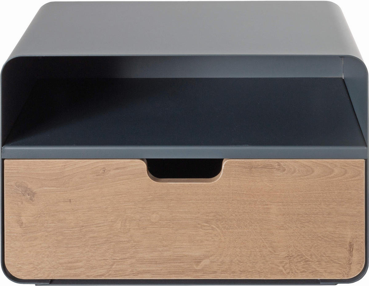 NACHTSCHRANK 38/25/30 cm  - Eichefarben/Anthrazit, MODERN, Holzwerkstoff/Metall (38/25/30cm)