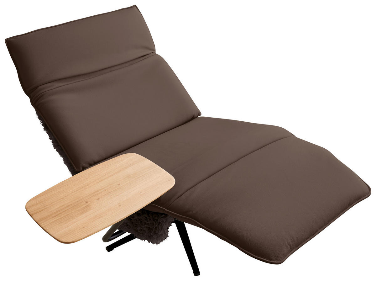 SESSEL in Hochflor Echtleder Braun  - Beige/Schwarz, Design, Leder/Textil (84/65/91cm) - Koinor