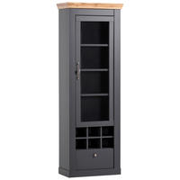 VITRINE in Anthrazit, Eiche Wotan  - Anthrazit/Silberfarben, Design, Holzwerkstoff/Metall (72/201/38cm) - MID.YOU