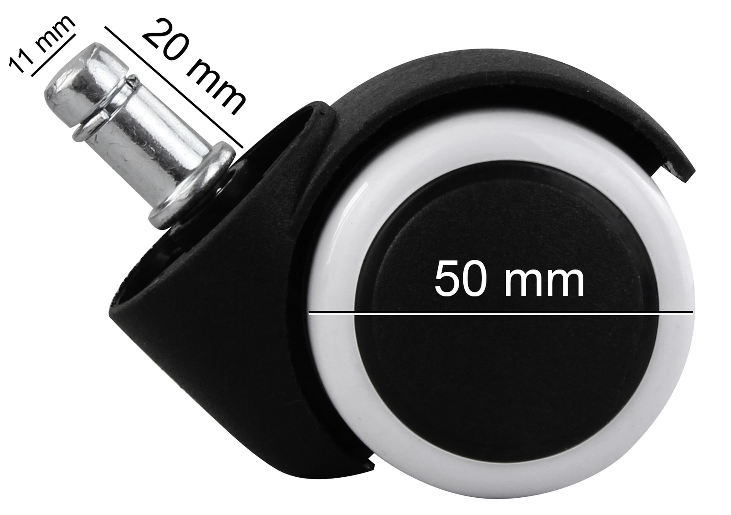 KOLEČKO PRO OTOČNÉ ŽIDLE - bílá/černá, Basics, plast (5cm) - MID.YOU