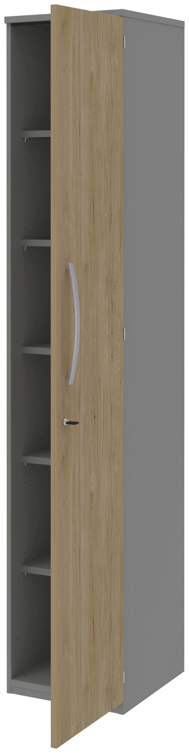 AKTENSCHRANK Grau, Eichefarben  - Eichefarben/Grau, KONVENTIONELL, Holzwerkstoff (40/217,4/43cm) - Moderano